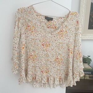 Cynthia Rowley Floral Women's Top - Cream and Orange